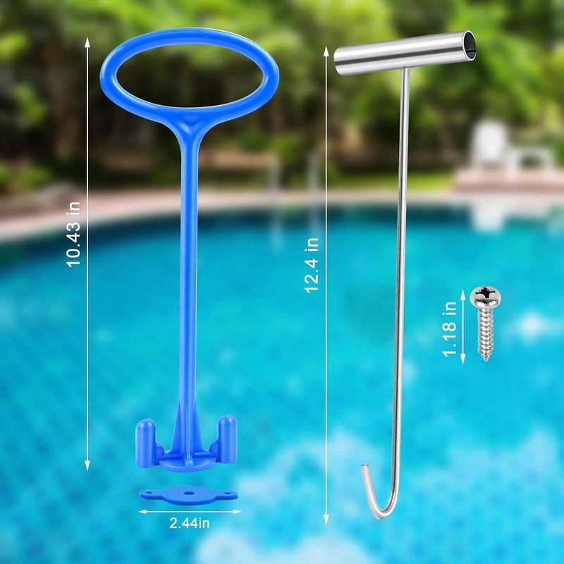 Jeyeou 2 Sets Skimmer Basket Handle, Universal Swimming Pool Skimmer Basket Handle Hook Pool Filter Basket Handle Fit All Inground Pool for Debris Removal Keep Hands Safe and Clean - Image 2